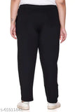 Black fleece track pants, low-rise, plus size winter wear for women
