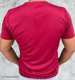 Indian-made solid polyester men's round neck t-shirt with printed design, perfect for casual wear