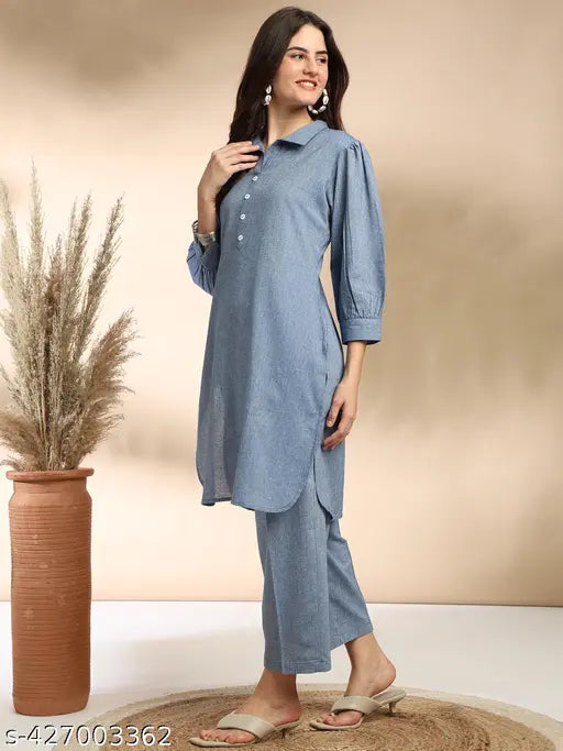 Black & White Women's Checkered Cotton Kurta Set with Pants Coords (S-XXL), breathable, trendy balloon sleeves, ethnic, Indian origin