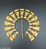 Golden brass arch for pooja and idols, intricate Indian handicraft showpiece