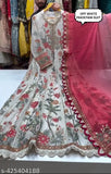 Fashionable designer work suit, red, white, and beige floral embroidery on fabric with long sleeves, pakistan, party wear