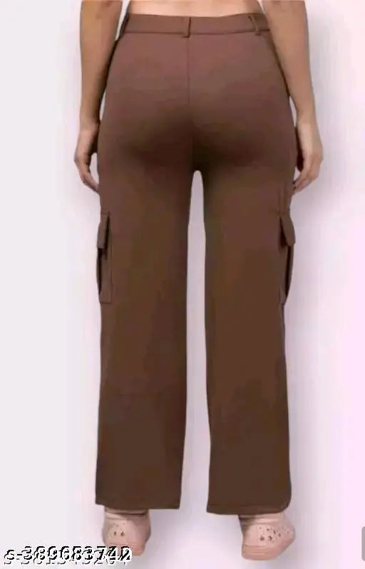 Cotton blend, solid net, classy cargo pants for women and girls - party wear, versatile and comfortable, 2 box packet
