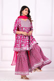Rayon Rani kurta set with embroidered dupatta and bottomwear - Indian traditional outfit for women in various sizes