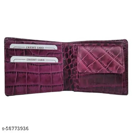 Pink leather wallets for boys, textured net design, free size (12cm x 8cm), made in India