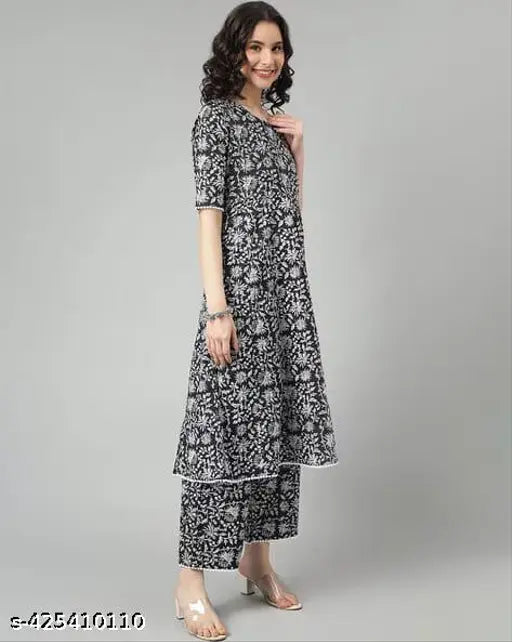 Art Silk and Rayon Jivika Drishya Women's Printed Kurta Set with Palazzos, size options available