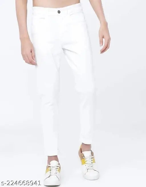 New men's solid denim jeans, size options: 28, 30, 32, 34, 36 - Indian-made classic jeans