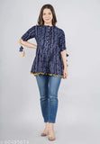 Rayon printed net short-sleeve frock top/kurti top, perfect for casual and work wear