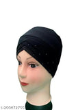 A dark hijab cap with a lighter underside, suitable for Islamic head covering