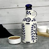 Ceramic oil dispenser with lid, kraftlik handicrafts design, kitchen storage, 1 litre capacity, suitable for cooking oil or vinegar