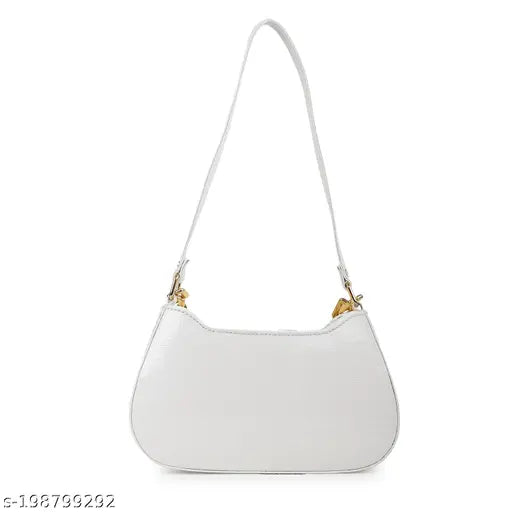 White sling bag with silver zipper, designed for women