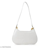 White sling bag with silver zipper, designed for women