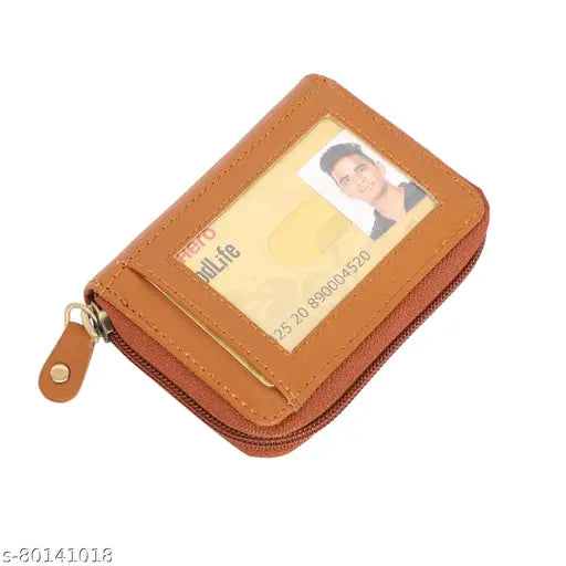 Faux leather men's card holder, 5 compartments for cash, debit/credit cards. Solid design, imported quality wallet
