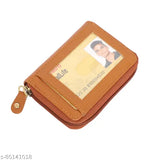 Faux leather men's card holder, 5 compartments for cash, debit/credit cards. Solid design, imported quality wallet