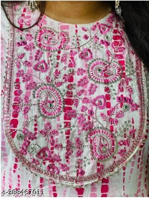 Pink and white embroidered blouse