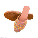 Synthetic embellished ballerina mules for women, stylish slip-on footwear in various sizes (IND-4 to IND-9)