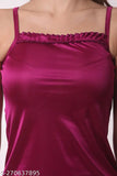 Being Fab satin nightwear set, XS-6XL, 12 colors - luxurious camisole top & shorts with frill accents