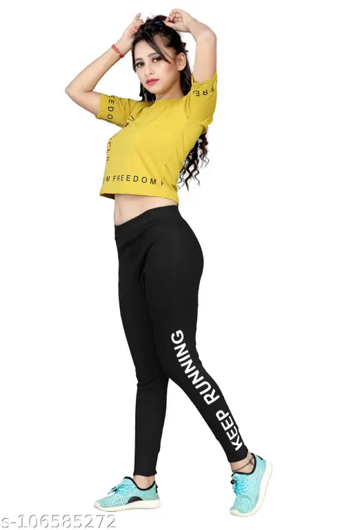 Women's Cotton Keep Running Printed Jeggings Pack Of 3(Size:-26 To 36)