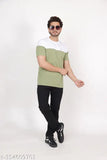 Cotton blend men's colorblocked t-shirt with printed pattern, XL size