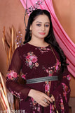 Floral print Georgette long sleeve dress for women, XS-XXXL, hand wash, Indian origin