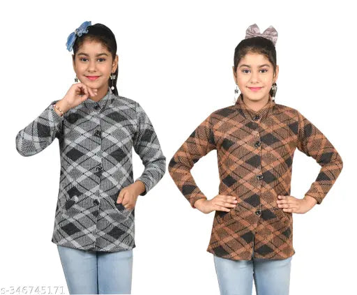 Multicolor wool cardigans for kids (Pack of 2), boat neck design with printed pattern