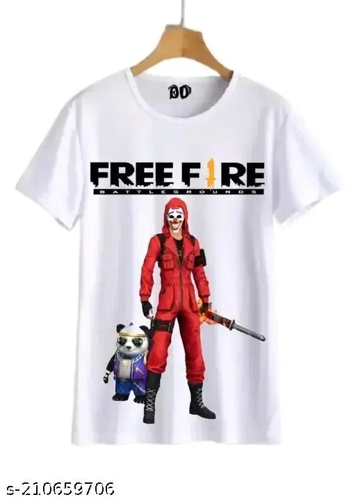 Creative Fashion Trendy Freefire Round Neck Polyester Tshirt [RED-CRIMINAL]