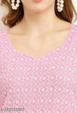 Pink Chanderi Cotton Kurta & Plazzo Set with three-quarter sleeves, printed net pattern. Pack of 2. Made in India