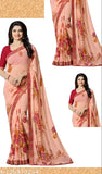 MRL Georgette saree with semi-stitched blouse in red, 63m total length