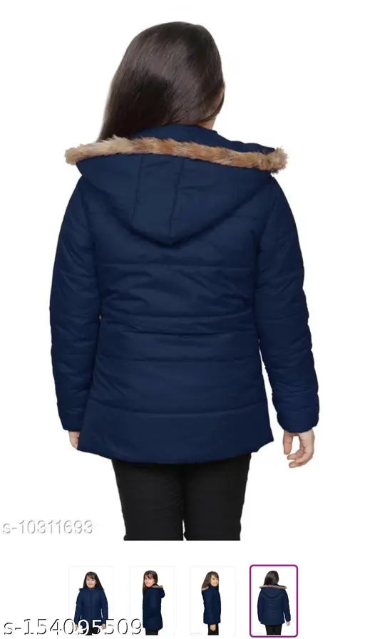 Stylish winter jacket with fur trim and warm inner material for baby girls