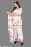 White embroidered top with sharara dupatta set