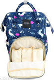 Blue printed polyester kidsify Baby Diaper Bag for travel, spacious with organizer compartments, USB connectivity for printing, water-resistant, fashionable and ergonomic straps