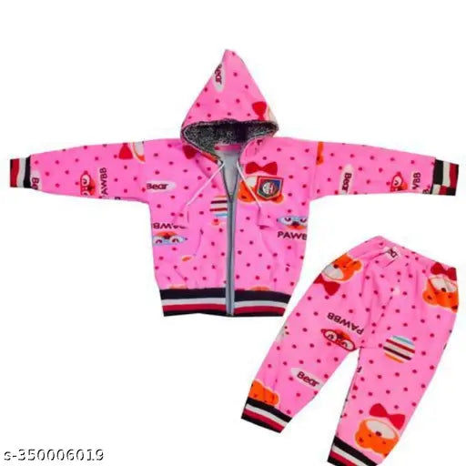 Warm and printed wool winter pajama set for kids aged 0-6 months, made in India