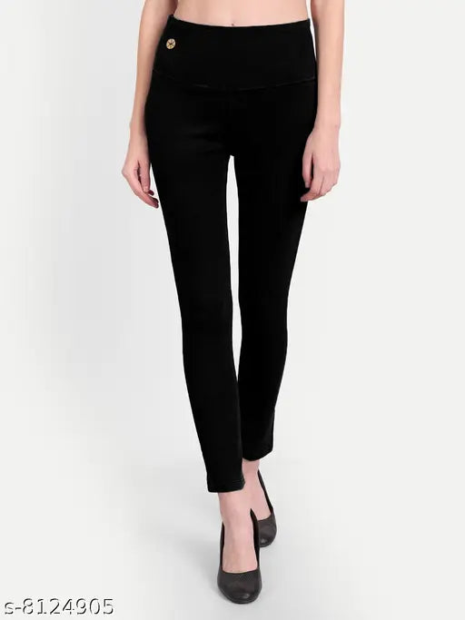 Denim skinny fit jeggings, high-waist elastic closer, Dxblue-black color, pack of 2 for women