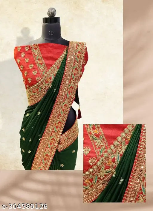 Soft vichitra silk saree, embroidered codding sequence work, Bollywood-inspired design for women 2024, Indian handmade, free size (5.5m x 0.8m), white and gold tones on satin blouse