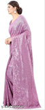 Purple sequined embroidered saree
