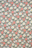 Grey floral printed, breathable cotton elastic fitted single bedsheet with included king size pillow cover
