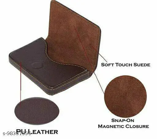 Faux leather card holder combo (R0456), solid color, holds 15 visiting cards or 8 credit cards. Indian-made trendy accessory