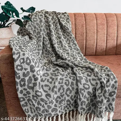 Stitch Weave 100% Cotton Throw Blanket for Couch | Soft | Plush | Warm and Cozy Throw Blanket, Single Layer, Perfect for Bed Couch and Sofa Chair (Mighty Black, 50 x 60 Inches)