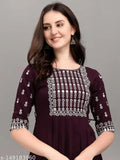 Maroon long kurta with intricate zallar embroidery