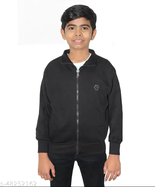 Black, zip closure, hoodie coat