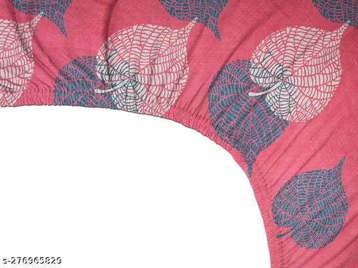 Glace cotton, floral-printed Geiva fitted bedsheet with two pillow covers, ideal for adult summer sleep