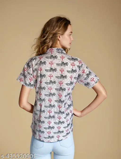 Cotton Mahakal print short kurta for women and girls, vibrant Indian fashion with short sleeves