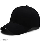 Stylish unisex black cotton baseball cap with metal buckle - fashionable, solid design, free size, on display