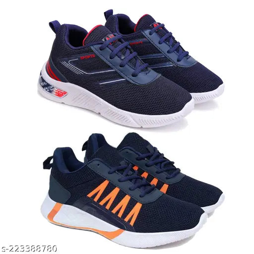 Bersache casual sneakers and loafers, two packs, red accents, black mesh upper, canvas lining