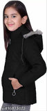 Black nylon girls jacket, coat