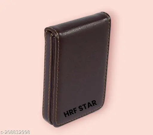 Brown PU visiting card holder set of 1 (20 cards), ideal for organizing business cards