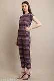 Multi floral print crepe jumpsuit for women and girls, trendy summer fashion on model