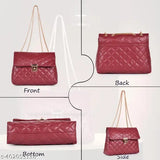 Red synthetic leather crossbody sling bag with shoulder strap