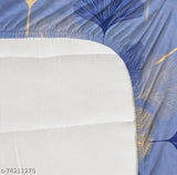 Light Blue & Golden Supersoft Premium Cotton Elastic Fitted Bedsheets with 2 Pillow Covers - Ideal for Summer, Size: 72x28 inch + 10 inch (Drop)