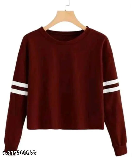 Long-sleeve solid cotton blend women's t-shirt from Ramans, made in India