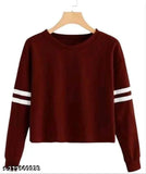 Long-sleeve solid cotton blend women's t-shirt from Ramans, made in India